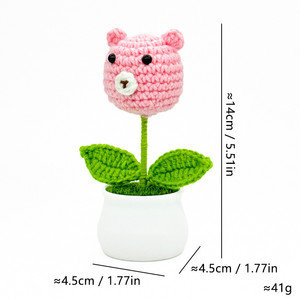Plantas en Maceta de Ganchillo Hechas a Mano con Cabezas de Flores de Animales Simulados, Adorno de Escritorio Lindo, Artículo Decorativo, ¡Venta Caliente! - Product Image 6