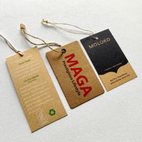 Étiquettes volantes en papier kraft en coton écologique DP5 de haute qualité étiquettes pivotantes personnalisées estampillées pour vêtements pour enfants pour chapeaux et sacs