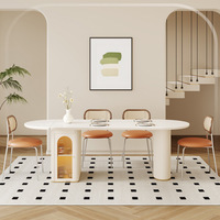 Table et chaises pliantes télescopiques en bambou modernes et simples, combinaison pour la maison, petit appartement, rectangulaire, crème