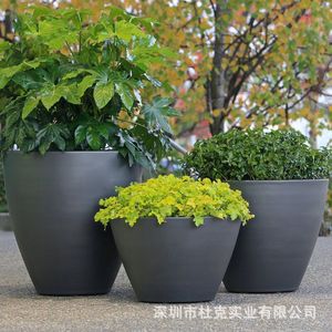 Customized Fiberglass Flower <b>Pots</b> Large Outdoor <b>Rectangular</b> Floor Standing Black For Shopping Mall Decorations - Product Image 3