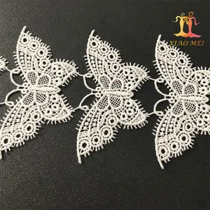 New style 100% polyester fancy butterfly pattern crochet lace trim for costume