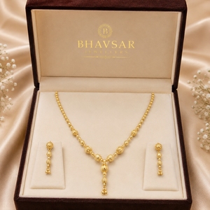 22K Gold Elegant Necklace <b>Set</b> for Women Traditional Lightweight Designer Jewelry with Matching Earrings Gift - Product Image 4