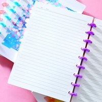 Cuaderno B5 con diseño de gatito y orificios de hongo, encuadernación de disco, patrón de gato, 80 hojas, 100 g/m², rayado, regalo escolar para niños, papelería al por mayor