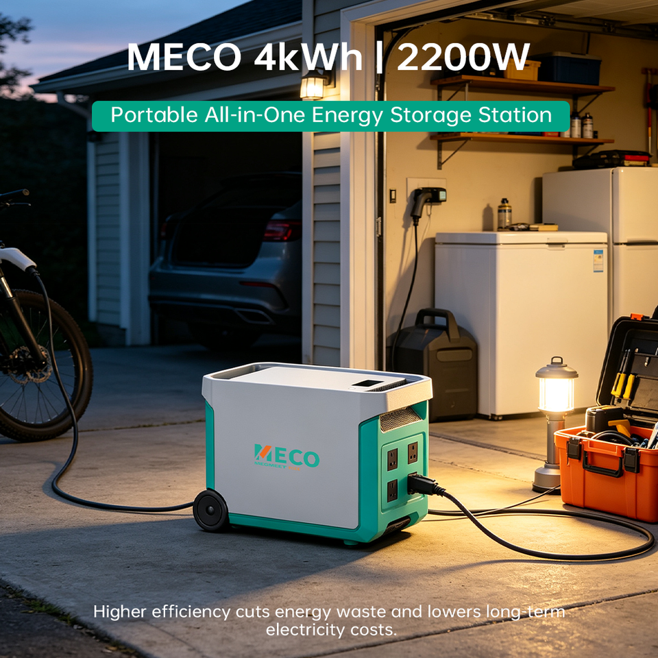 MECO 2200W Wheeled Backup Power Station with 4kWh Battery and 580W ...