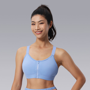 Soutien-gorge de sport en nylon et élasthanne haute résistance, à fort impact, ajusté, avec fermeture éclair, respirant, effet push-up, pour la course à pied (adultes) - Product Image 1