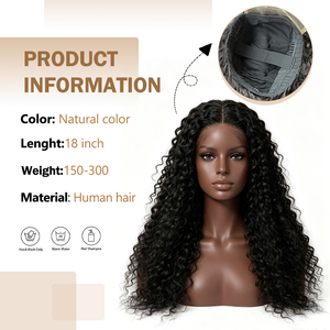 5x5 <b>Deep</b> <b>wave</b> HD Lace Closure Brazilian Human Hair <b>Wigs</b> Loose and fluffy texture 24inch 150% Density Natural Black - Product Image 2