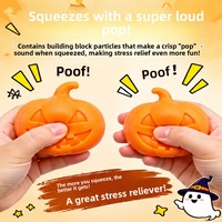 Jouet sensoriel anti-stress en forme de citrouille d'Halloween, moelleux et croustillant, bloc de construction rempli, jouet à presser sonore ASMR, cadeau de fête
