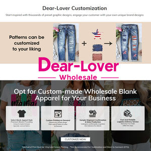 بيع بالجملة عزيزي العشاق أزياء جديدة غسل حمض عالية الخصر الساق واسعة المتعثرة المرأة الجينز - Product Image 5