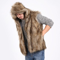 Gilet en fausse fourrure de renard pour homme, style britannique, veste sans manches de luxe, chaud pour l'hiver, col en V, gilet moelleux et duveteux, vêtement d'extérieur pour homme