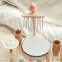 2026 New Arrival Wooden Musical Table Toy for Toddlers, Montessori All-in-One Kids Drum Set with Xylophone, Wind Chimes & Cymbal