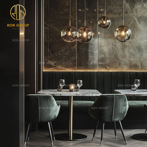 Ensemble de table et de chaises de café-<span class=keywords><strong>restaurant</strong></span> en velours et marbre haut de gamme moderne, canapé, sièges de banquette, meubles pour cafétéria commerciale - Product Image 5