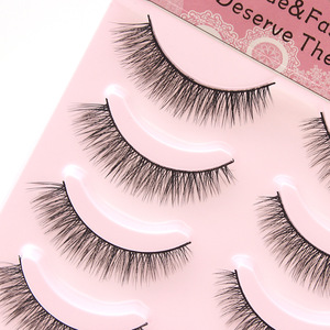 Faux <span class=keywords><strong>cils</strong></span> <span class=keywords><strong>de</strong></span> style japonais, 5 paires, à extrémités effilées, volumineux, naturels, épars et denses, 2 styles, bande noire en plastique - Product Image 4