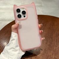 Coque de téléphone pour iPhone 18 17 15 14 13 12 11 Pro Max 16 Plus, nouvelle coque de protection transparente souple avec oreilles de chat 3D mignonnes et dessin animé