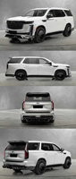 Kit Carrosserie Large avec Lèvre Avant Diffuseur et Spoiler en Fibre de Carbone Style MSY pour Améliorations Cadillac Escalade