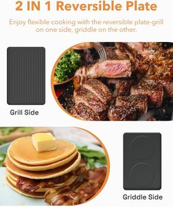 Gril de table électrique CE pour le marché européen, 8 plateaux, 2-en-1, barbecue coréen, plaque de cuisson antiadhésive, contrôle de température réglable, surface froide au toucher - Product Image 4