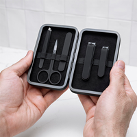 Étui de voyage 5 pièces Kit de voyage de toilettage des ongles de précision lime à ongles coupe-ongles en acier inoxydable ensemble de manucure