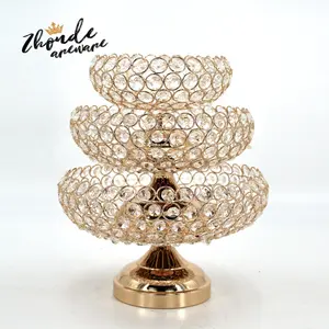 OEM ODM Multi Layer Metal Storage Tray K9 Crystal Beads Fruit Bowl For Home Wedding Centerpiece Display Holder