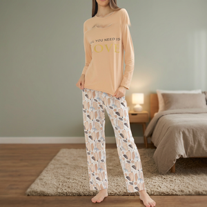 Women's Casual Fashion <b>Pyjamas</b> ODM Supply 100% Cotton Soft Smooth Jersey Fabric Elastic Waist Closure <b>Summer</b> Spring Floral Long - Product Image 2