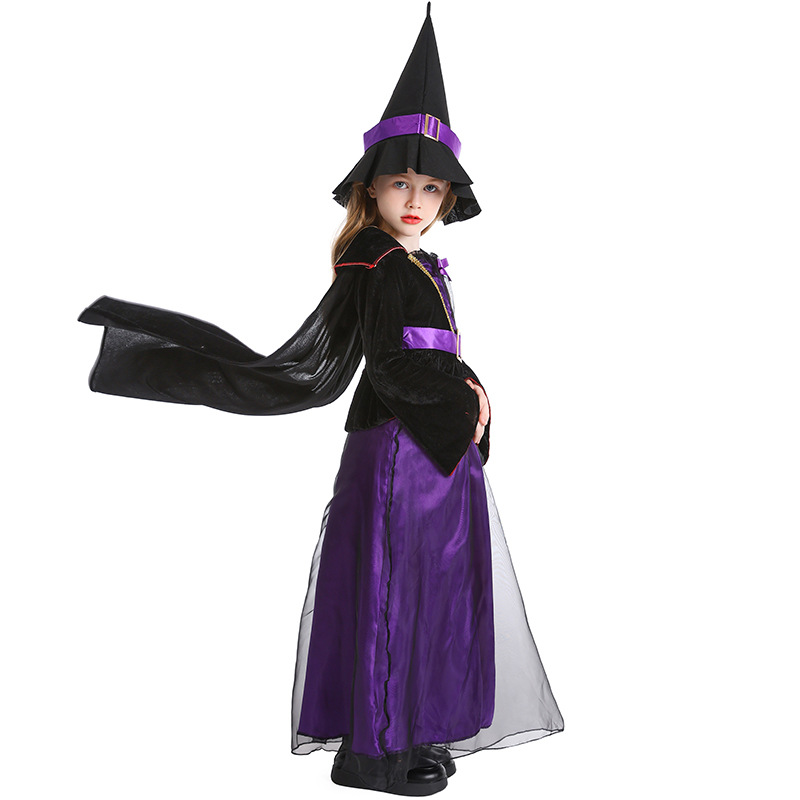 Kids Purple Elegant Witch Costume for Stage Performance & Cosplay - Ideal Children's Halloween Dressing Up Outfit Kids Purple Elegant Witch Costume for Stage Performance & Cosplay - Ideal Children's Halloween Dressing Up Outfit