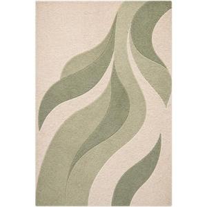 Alfombra de Hojas Botánicas Hecha a Mano |   Verde Salvia y Marfil |   Lana Pura |   Tamaños Personalizados Disponibles - Product Image 1