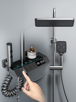 Robinet de douche thermostatique à poignée unique avec affichage LED, 4 modes, jet de pluie, bec long, ABS, céramique, aluminium, robinets à débit contrôlé