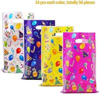 Sac en PVC avec poignée en plastique et ballons joyeux anniversaire pour l'emballage, environ 14 pièces de chaque couleur, 56 pièces au total