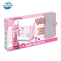 Vente flash : Jouets de maison de poupée en plastique, ensemble de poupées pour bébé, lit de poupée pour fille