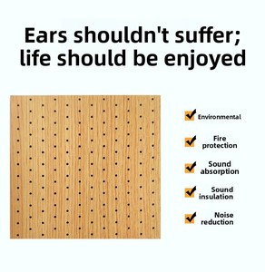 Pannello Acustico <span class=keywords><strong>in</strong></span> <span class=keywords><strong>Legno</strong></span> Perforato con Fori Rotondi, Alta Assorbenza Sonora NRC per Home Theater, Studio, Ufficio, Hotel, Ignifugo ed Ecologico - Product Image 4