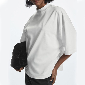 Magliette da <span class=keywords><strong>donna</strong></span> Oversize da <span class=keywords><strong>donna</strong></span> 100% in cotone lavato con acido retrò T-shirt Casual larghe - Product Image 1
