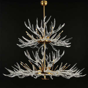 Luminaires contemporains personnalisés Lampe suspendue design créative Hall d'hôtel Galerie Lustre en bois de cerf - Product Image 4