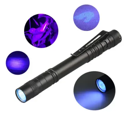 ขายร้อนกระเป๋าปากกาไฟฉายไฟฉาย 395nm UV Penlight 3W Mini UV LED ปากกา UV ไฟฉายอาชีพ