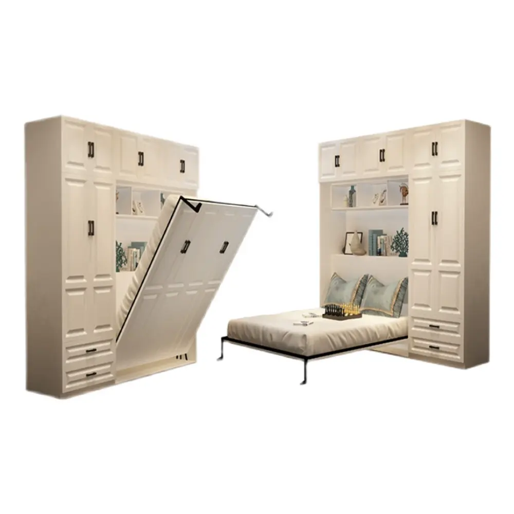 Directo de fábrica Almacenamiento moderno Personalizado Queen King Twin Size Muebles de dormitorio Cama Murphy Cama de pared plegable