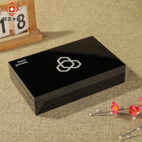 Boîte de rangement cosmétique de luxe personnalisée en MDF noir brillant gravé au laser, vente en gros