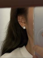 Grandes boucles d'oreilles en perles d'eau douce naturelles blanches rondes Aurora, or 18 carats, tailles 6-13 mm
