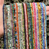 Perles Rondes Entretoises en Pierres Naturelles Facettées 2/3/4mm, Améthystes, Quartz Rose, Jades pour la Fabrication de Bijoux, Bracelets DIY