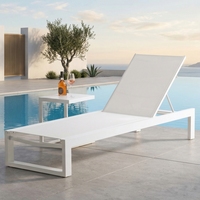 Chaise longue de piscine en aluminium avec dossier en maille pour hôtel, complexe hôtelier, plage, logo personnalisé OEM