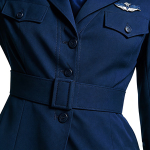 Disfraz de Piloto Vintage de los Años 40 para Mujer, Uniforme Retro de Aerolínea Azul Marino con Chaqueta Entallada de Manga Larga, Falda y Cinturón - Product Image 6