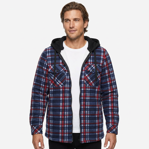 Chaqueta de Franela a Cuadros de Lana de Manga Larga para Hombre, Estilo Casual Hip Hop, Moda Urbana de Primavera, Venta al por Mayor - Product Image 1
