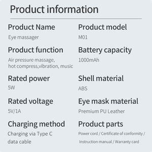 Masajeador de ojos inalámbrico de fábrica personalizable con control de sincronización amasado de velocidad ajustable para aliviar la fatiga - Product Image 6