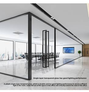 Cloison de bureau modulaire en aluminium et verre, design moderne, haute qualité, personnalisable, isolation acoustique STC 35, amovible, pour salon - Product Image 5