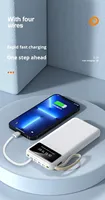 Pengisi Daya Portabel Tahan Api dengan Kabel Terintegrasi PD 5V/2A 20000mAh, Dilengkapi Penyangga Ponsel untuk Earphone & Kamera