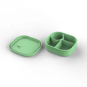 SSPH, nuevo diseño, macaron, lindo contenedor de aperitivos de silicona sin BPA con 4 compartimentos, fiambrera Bento