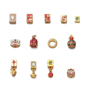 Mahjong Lucky Charm Pendant Alloy Plated Cartoon Design For Necklace <b>Bracelet</b> DIY Jewelry Unisex Everyday Wear - Product Image 5