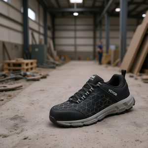 Scarpe da Lavoro con Punta in Acciaio per Uomo, Nere, Taglia 9.5, Tomaia in Rete, Calzature di Sicurezza per la Protezione del Piede - Product Image 2