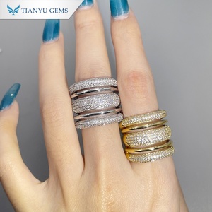 Anillo Apilable de Circonita Multihilera Tianyu Gems, Chapado en Oro y Plata, Joyería de Moda para Mujer u Hombre - Product Image 3