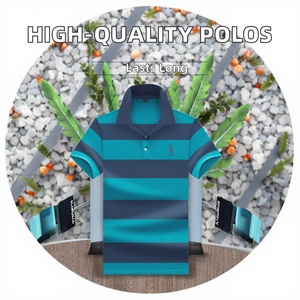 Chemises d'été slim fit rayées à col montant pour hommes, 100 % coton 200g, tricotées, brodées, écologiques, style décontracté chic, vente en gros - Product Image 2