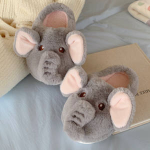 XIXTIAO niños elefante dibujos animados suave invierno borroso esponjoso interior animal felpa zapatillas casa moda piel zapatilla para niñas Mujer - Product Image 4
