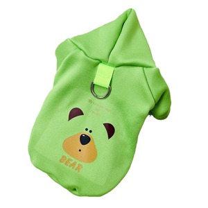 Sudadera con capucha de animales adorables para mascotas con hebilla para correa, para perros, para todas las estaciones, de poliéster, con diseños de cerdo rosa, elefante azul y oso verde - Product Image 5