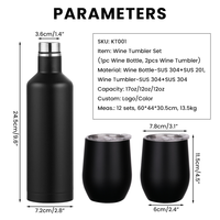 Ensemble cadeau isotherme personnalisé en acier inoxydable : Gobelet à vin 12 oz et Bouteille à vin 17 oz pour promotions