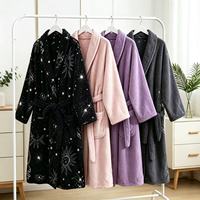 Peignoirs thermiques en flanelle premium pour femmes, à manches longues, col en V, tricotés, longueur intégrale, climatisés, chauds pour l'automne et l'hiver